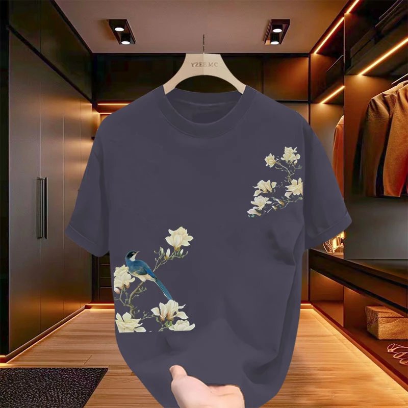Design YZEE MC Floral Embroidery Burgundy T-Shirt T-Shirts - 9