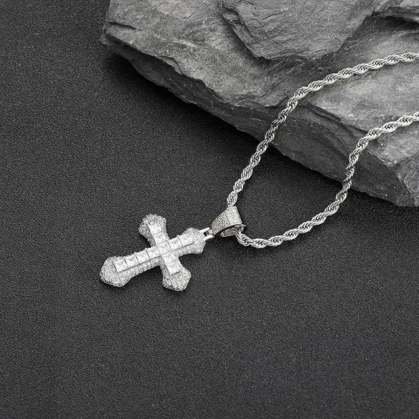 Design Cross Pendant Necklace Silver Jewelry - 1