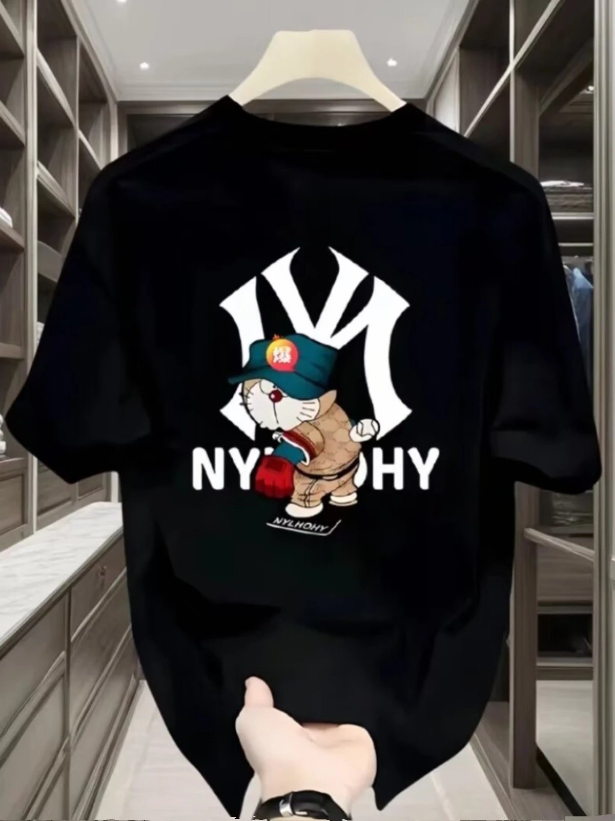 Design NYLHOHY x Doraemon Graphic Print Black T-Shirt T-Shirts - 13
