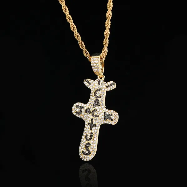 Cactus Jack Cross Pendant Necklace Gold Jewelry - 1