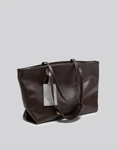 Design Tote Bag Black Leather-Effect Handbag - 15