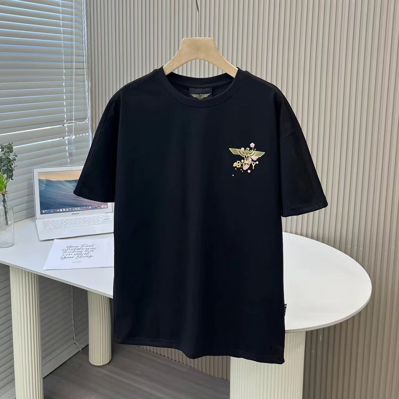 Design Angel Wings Cherry Blossom Graphic T-Shirt White - 2