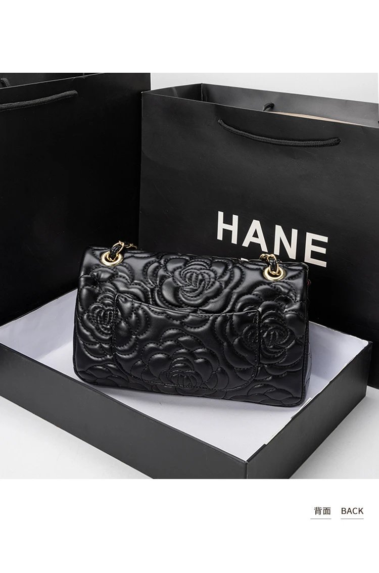Chanel Classic Flap Bag Camellia Quilted Black Chain Bag Shoulder Bags - 18