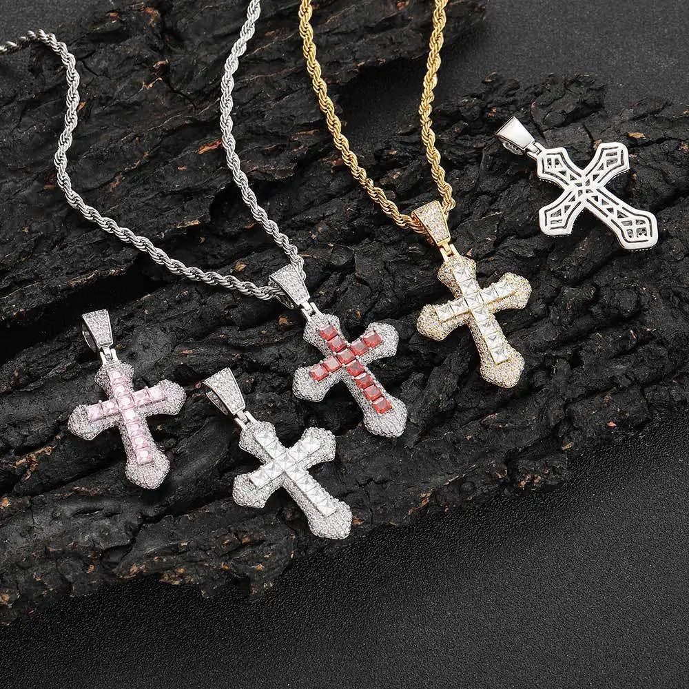 Design Cross Pendant Necklace Gold with Cubic Zirconia Jewelry - 27