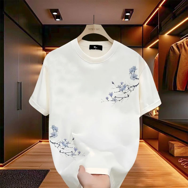Design YZEE MC Floral Embroidery Burgundy T-Shirt T-Shirts - 16