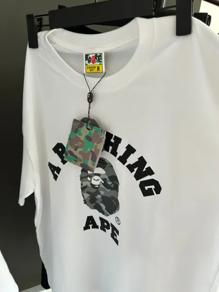 A Bathing Ape BAPE Logo Graphic White T-Shirt - 15