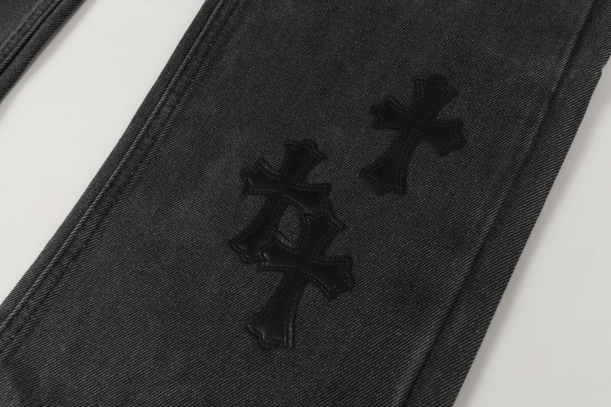 Cross Print Denim Jeans photo 4