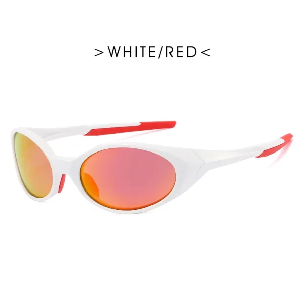 Design Sporty Oval Sunglasses White / Red Eyewear - 1