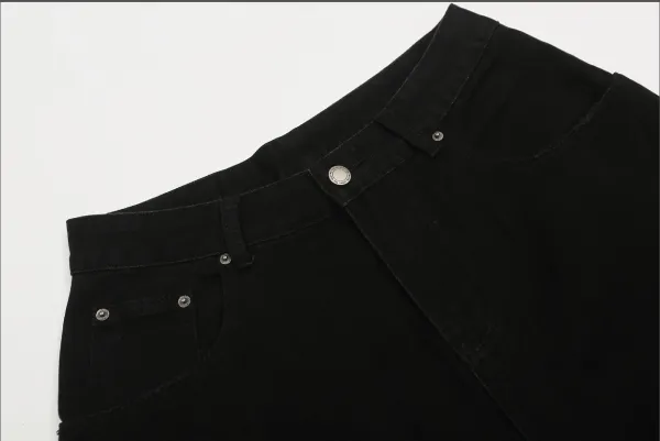 Design Wide-Leg Distressed Black Jeans - 3