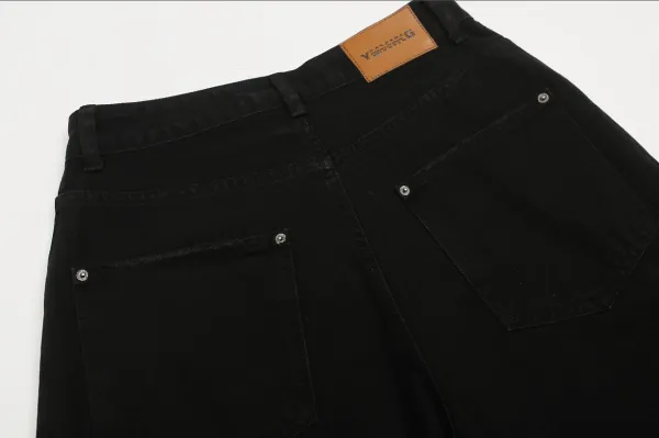 Design Wide-Leg Distressed Black Jeans - 4