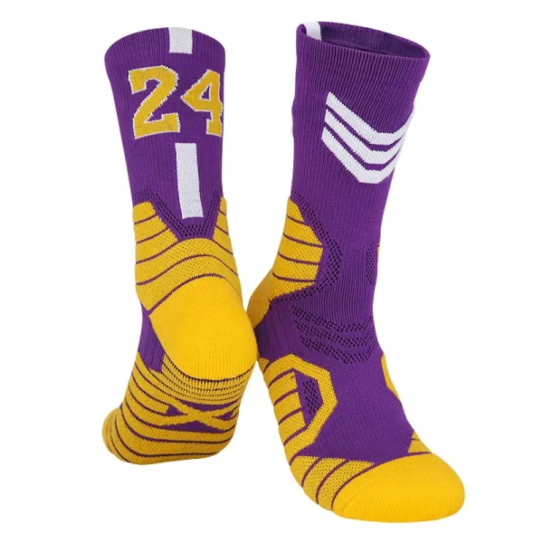Los Angeles Lakers #24 Purple and Gold Basketball Socks - 1