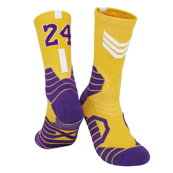 Los Angeles Lakers #24 Performance Socks Yellow Purple - 1