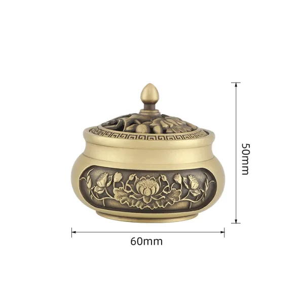 Design Brass Lotus Carved Incense Burner Accessories - 1