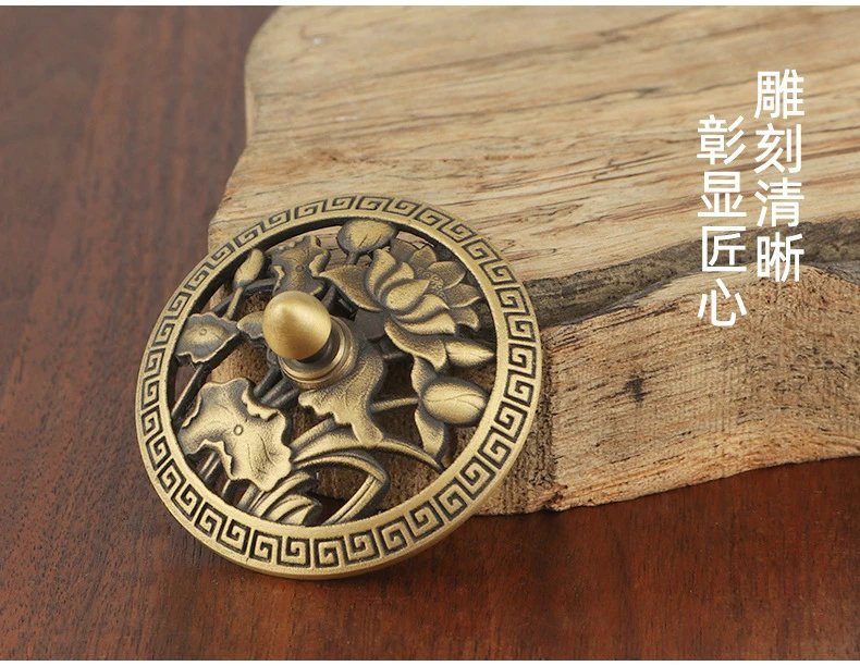 Design Brass Lotus Carved Incense Burner Gold Accessories - 11