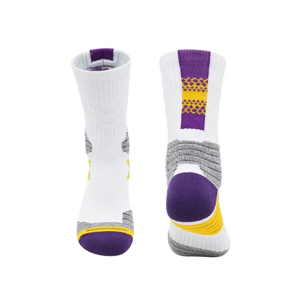 Los Angeles Lakers Performance Socks White Purple Yellow Socks - 1