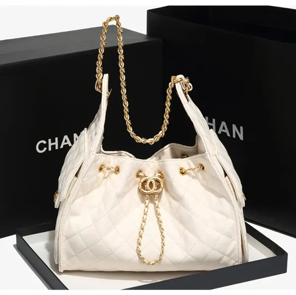 Chanel Quilted Bucket Bag Black with Gold Hardware Handbags - 19