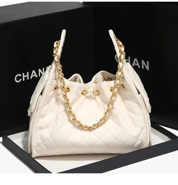 Chanel Quilted Bucket Bag Black with Gold Hardware Handbags - 21