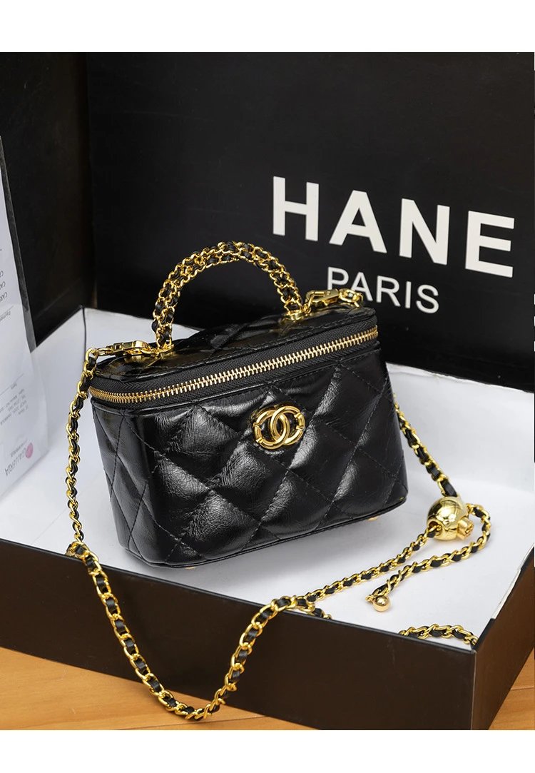 Chanel Mini Vanity Bag Black Quilted Leather Chain Bag Shoulder Bags - 21