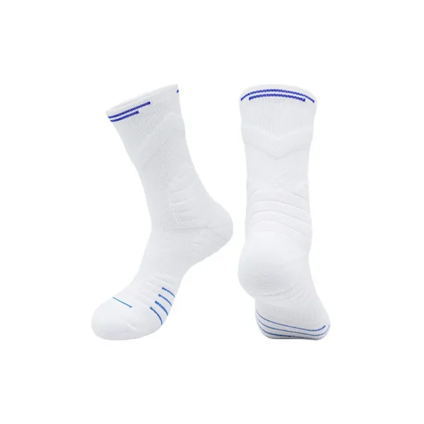 Design Performance Crew Socks White with Blue Accents - 1
