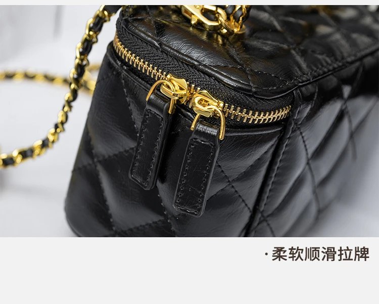 Chanel Mini Vanity Bag Black Quilted Leather Chain Bag Shoulder Bags - 29