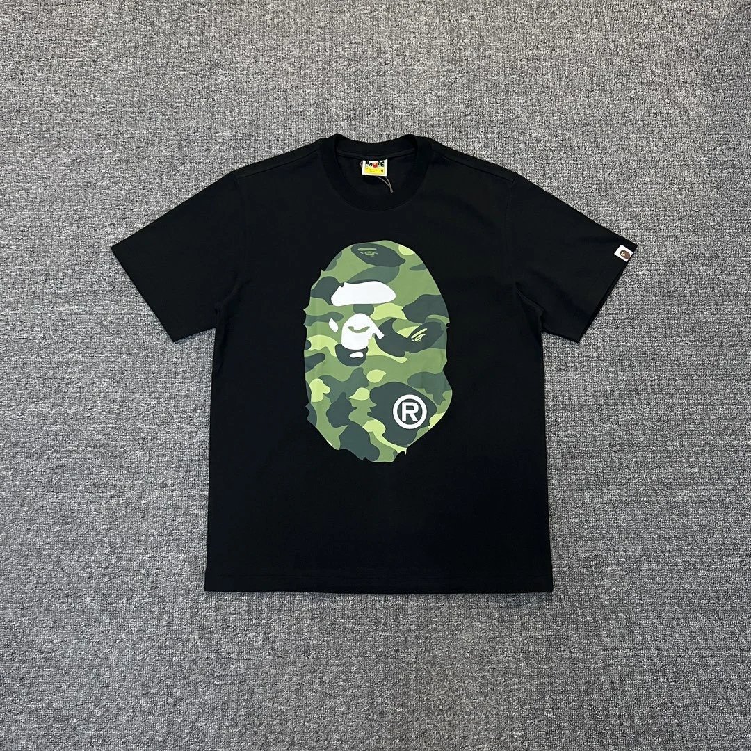 A Bathing Ape Camo Big Ape Head Black T-Shirt - 7
