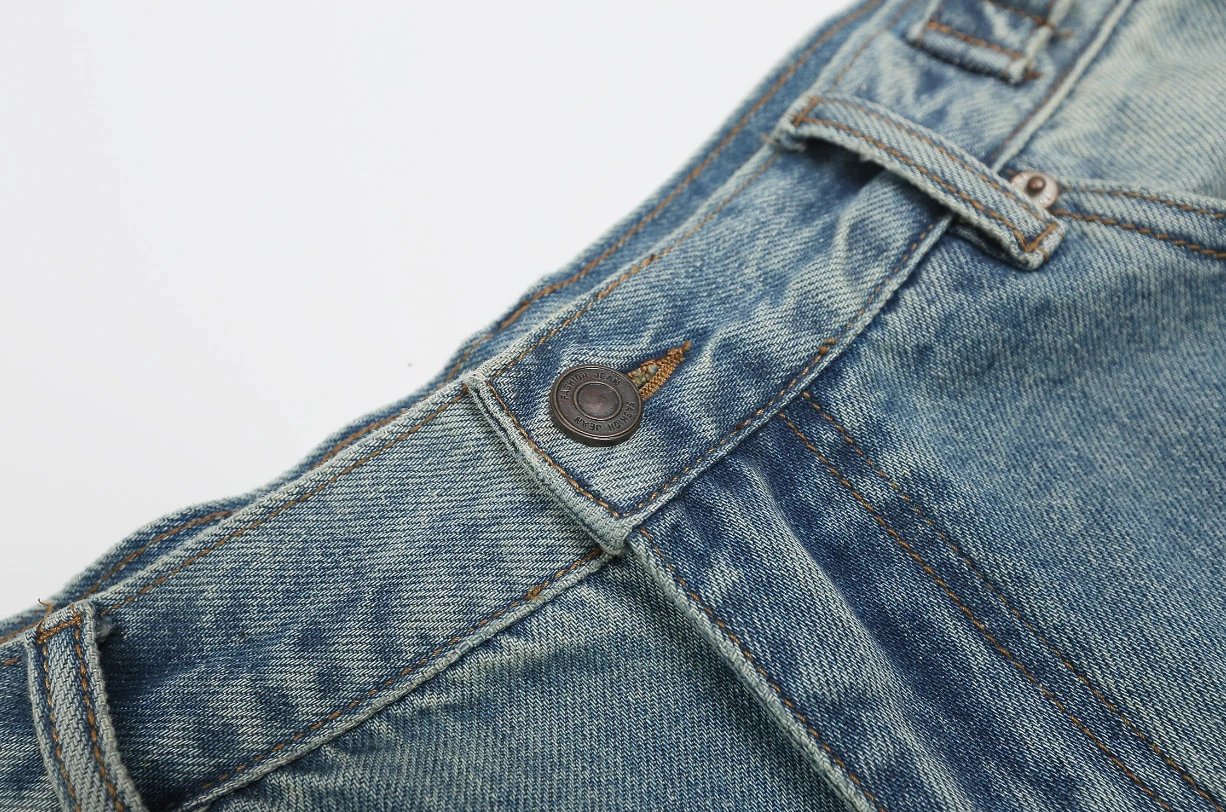 Design Wide-Leg Distressed Denim Jeans Blue - 4