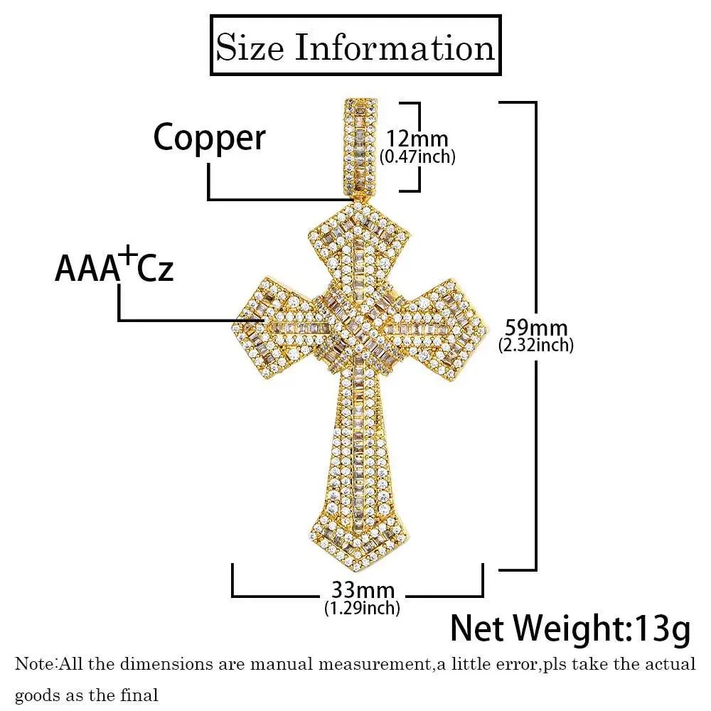 Design Cross Pendant Necklace Gold with Cubic Zirconia Jewelry - 6