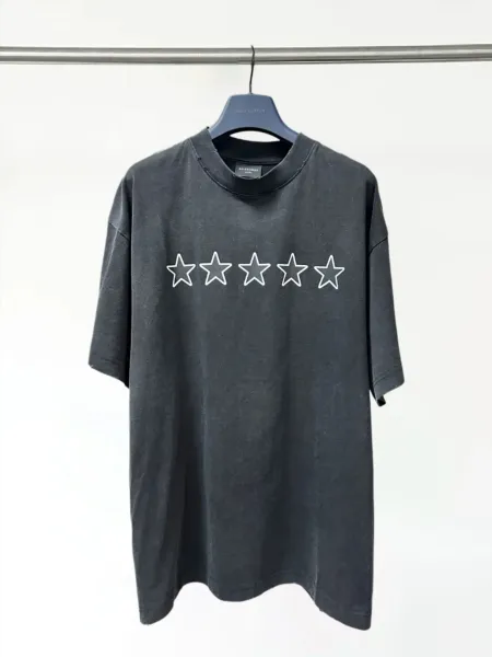 Design Five Star Outline White T-Shirt - 7