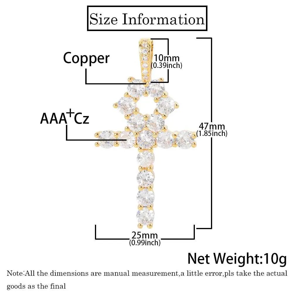 Design Cross Pendant Necklace Gold with Cubic Zirconia Jewelry - 15