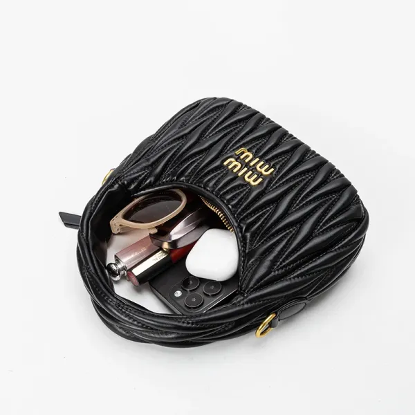 Miu Miu Matelassé Hobo Bag Black - 24