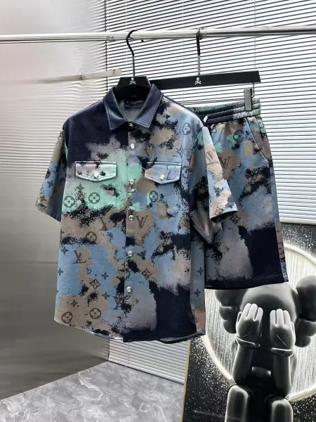 Louis Vuitton Monogram Floral Print Shirt and Shorts Set Black - 3