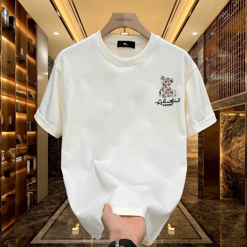 Design Magnanimous Bear Print Graphic T-Shirt White T-Shirts - 3