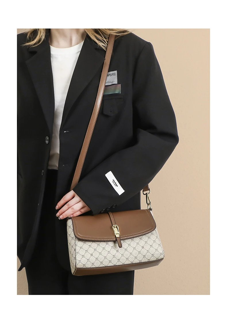 Design Luyis & Monlisa Crossbody Bag Beige Monogram Print Shoulder Bag Crossbody Bags - 6