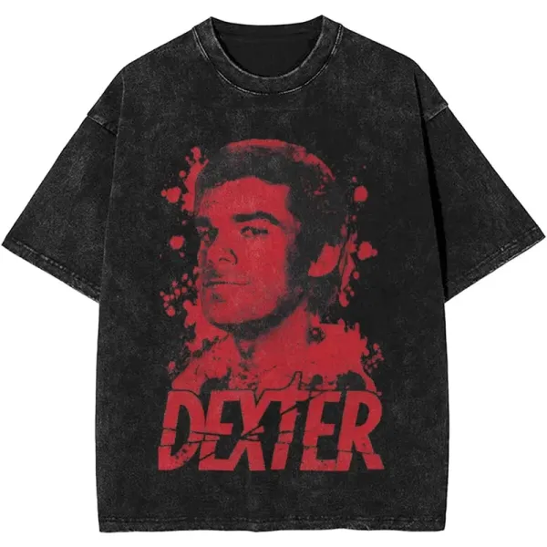 Design Dexter Red Graphic Washed Black T-Shirt - 1