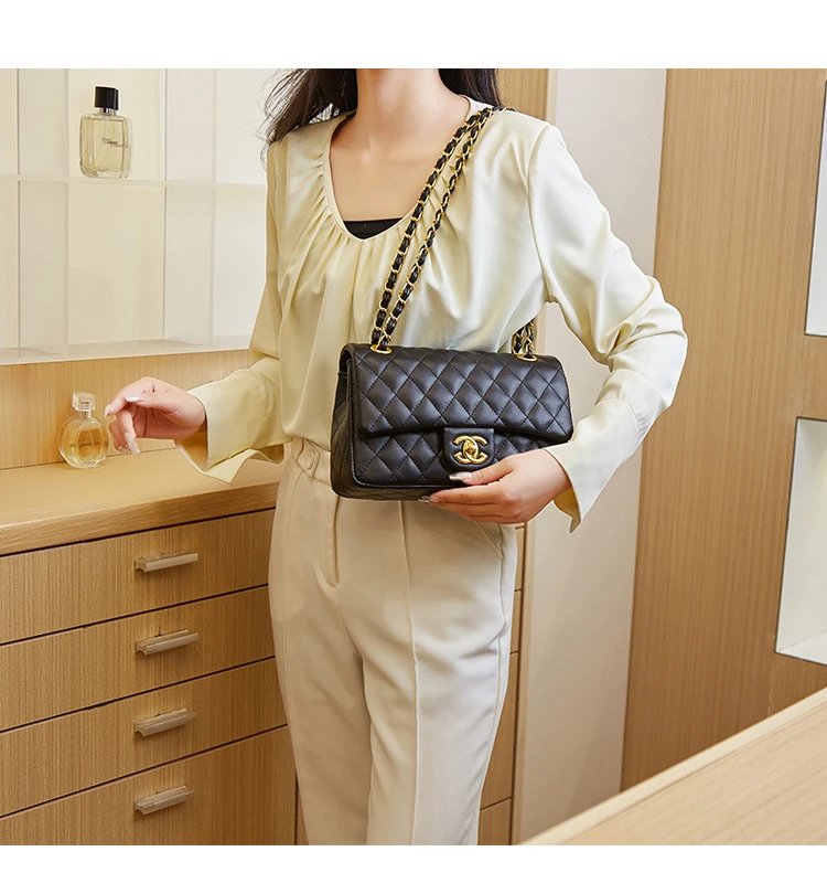 Chanel Classic Flap Bag White Quilted Leather Chain Shoulder Bag - 9