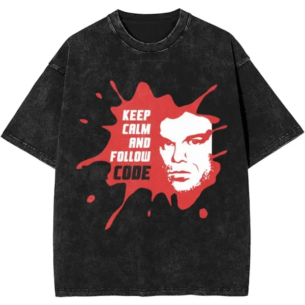 Design Keep Calm and Follow Code Graphic T-Shirt Black - 1