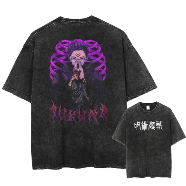 Design Jujutsu Kaisen Sorcerer T-Shirt Black Acid Wash - 1