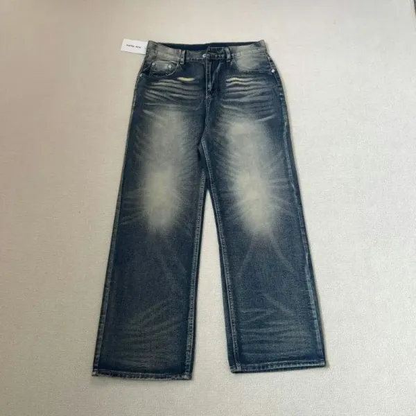 Design Wide-Leg Distressed Wash Jeans - 1