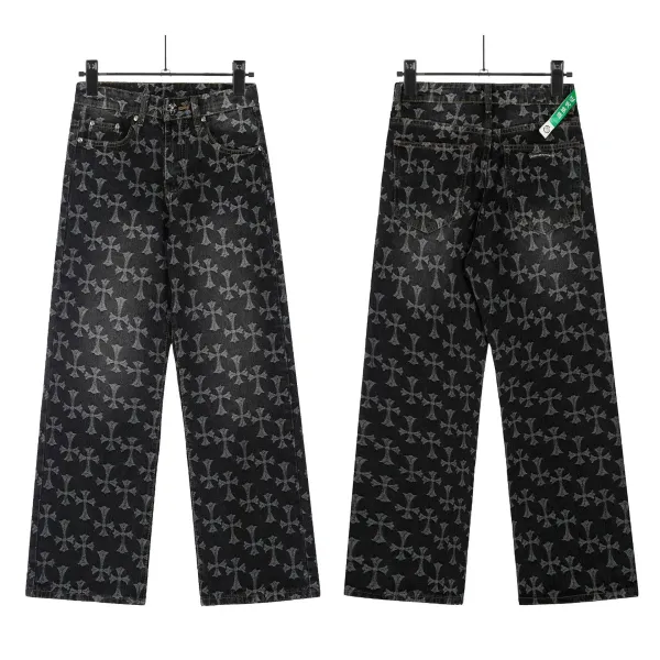 Chrome Hearts x NoStylist Embroidered Cross Patch Light Wash Jeans - 45