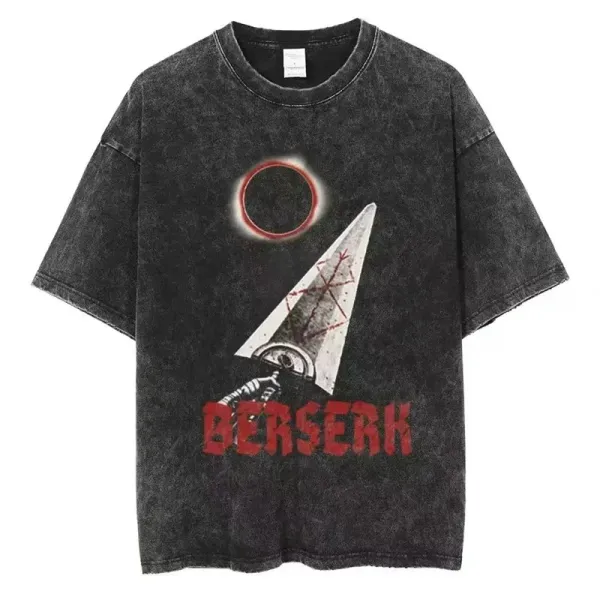 Design Berserk x Unknown Artist Acid Wash T-Shirt Black T-Shirts - 1