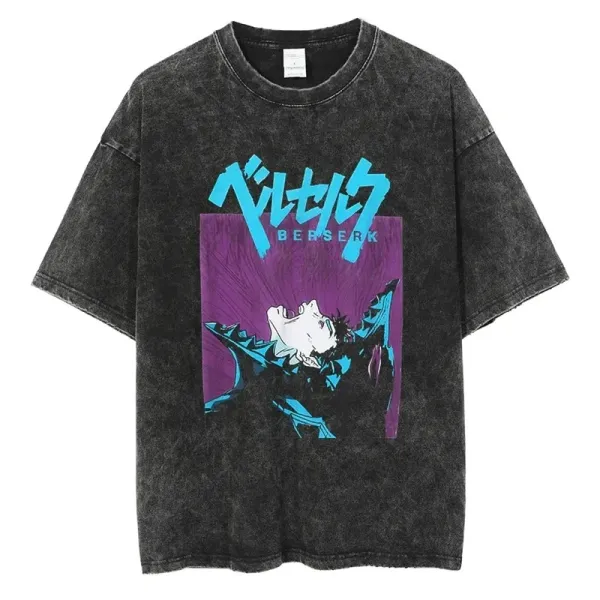 Design Berserk x Unknown Artist Acid Wash T-Shirt Black T-Shirts - 1