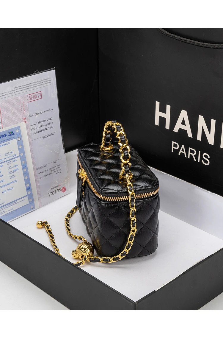 Chanel Mini Coco Handle Black Quilted Leather Chain Bag Handbags - 18