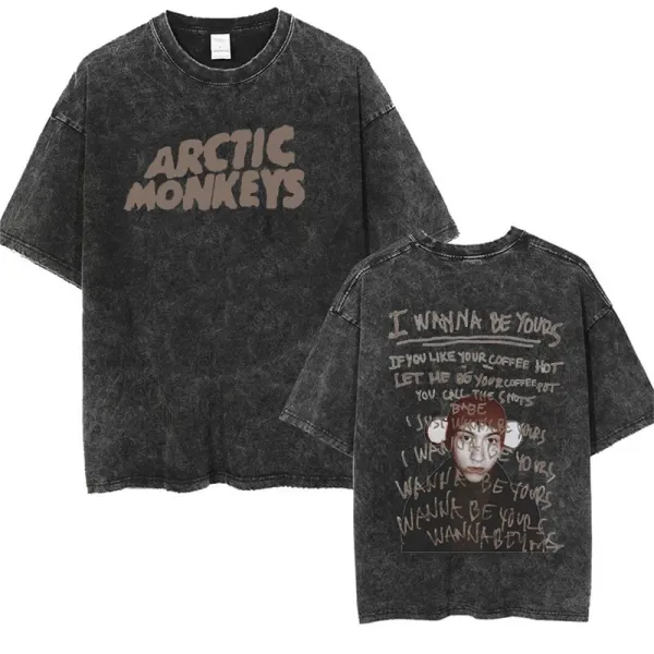 Design Arctic Monkeys Graphic Acid Wash T-Shirt Black T-Shirts - 1