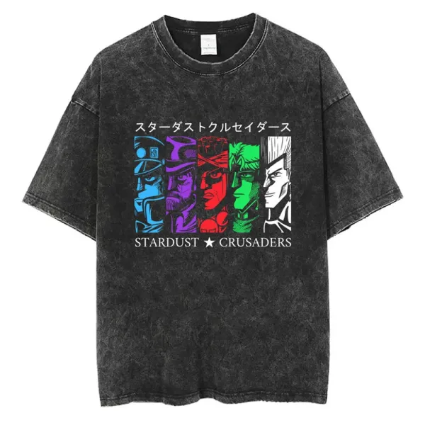 Design Stardust Crusaders Graphic Print Acid Wash T-Shirt T-Shirts - 1