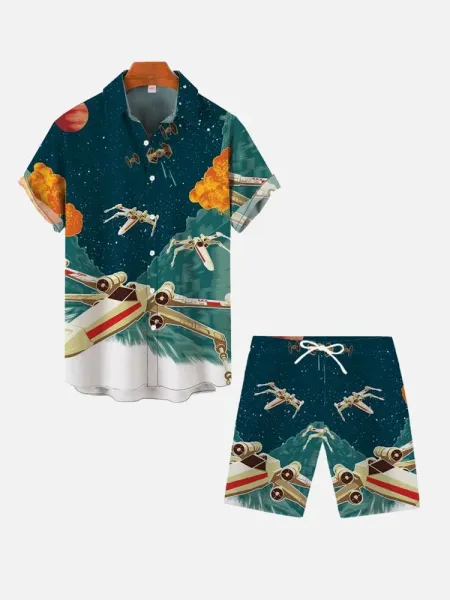 Design Mardi Gras Fleur-de-Lis Print Short-Sleeve Shirt and Shorts Set Multicolor Sets - 10