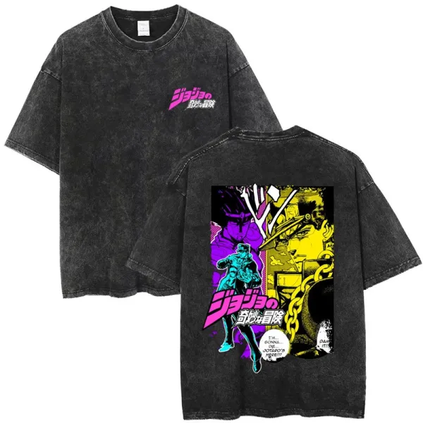 Design JoJo's Bizarre Adventure Acid Wash T-Shirt Black T-Shirts - 1