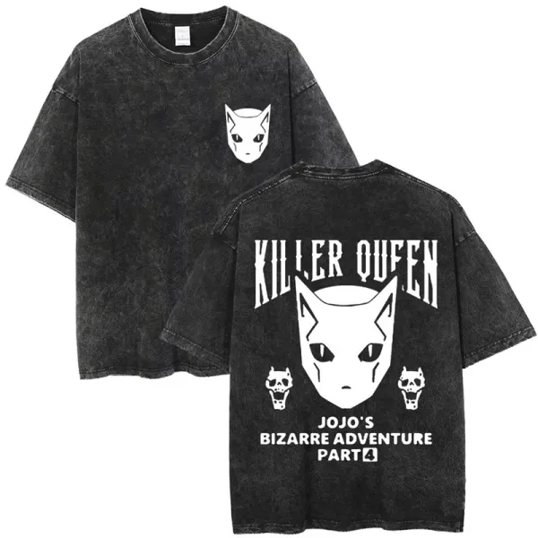 Design JoJo's Bizarre Adventure Part 4 Killer Queen Acid Wash Black T-Shirt T-Shirts - 1