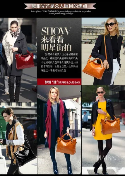 Design Patent Leather Hobo Bag Black Handbag - 9
