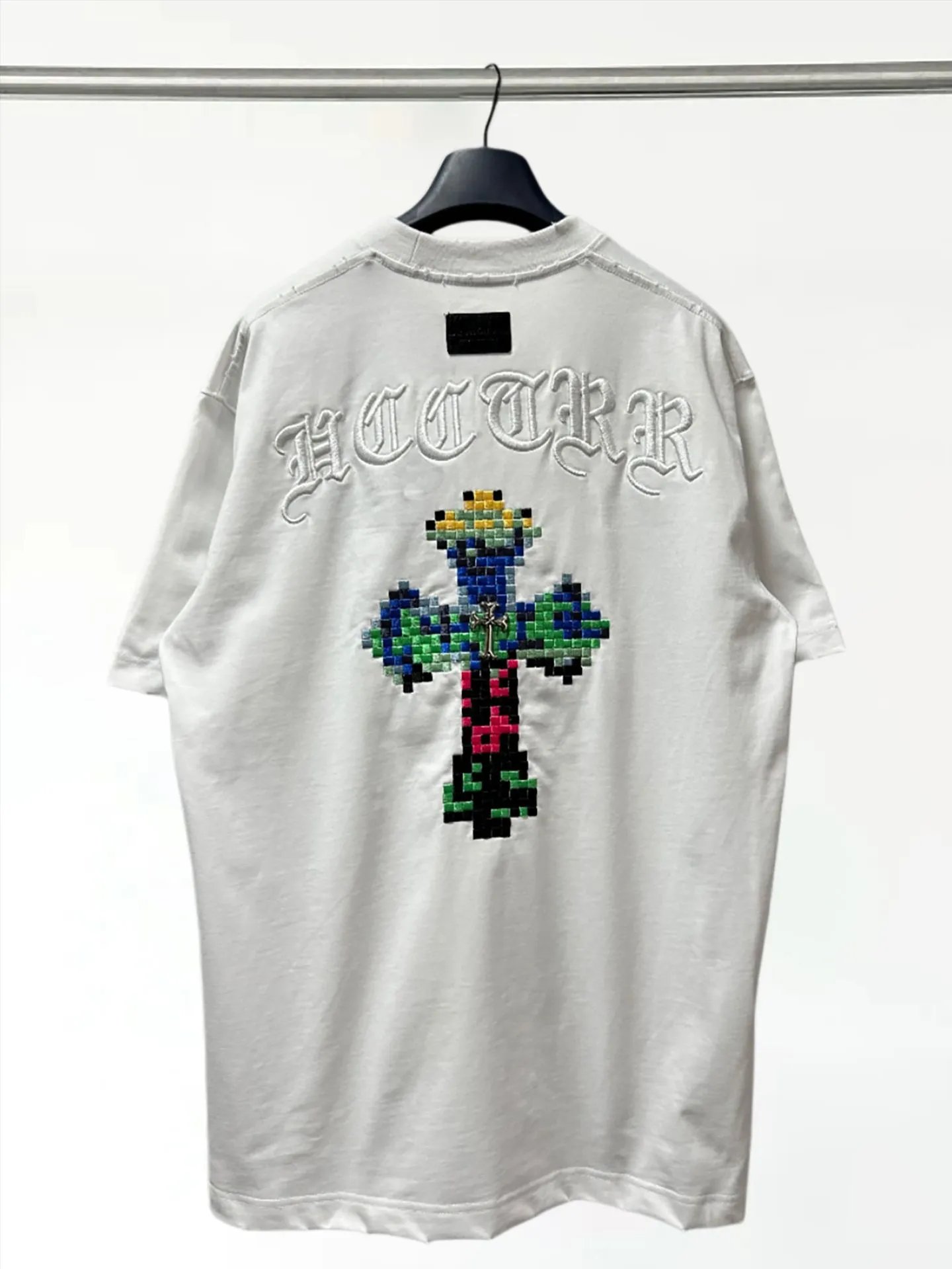 Chrome Hearts Pixel Cross White T-Shirt - 8
