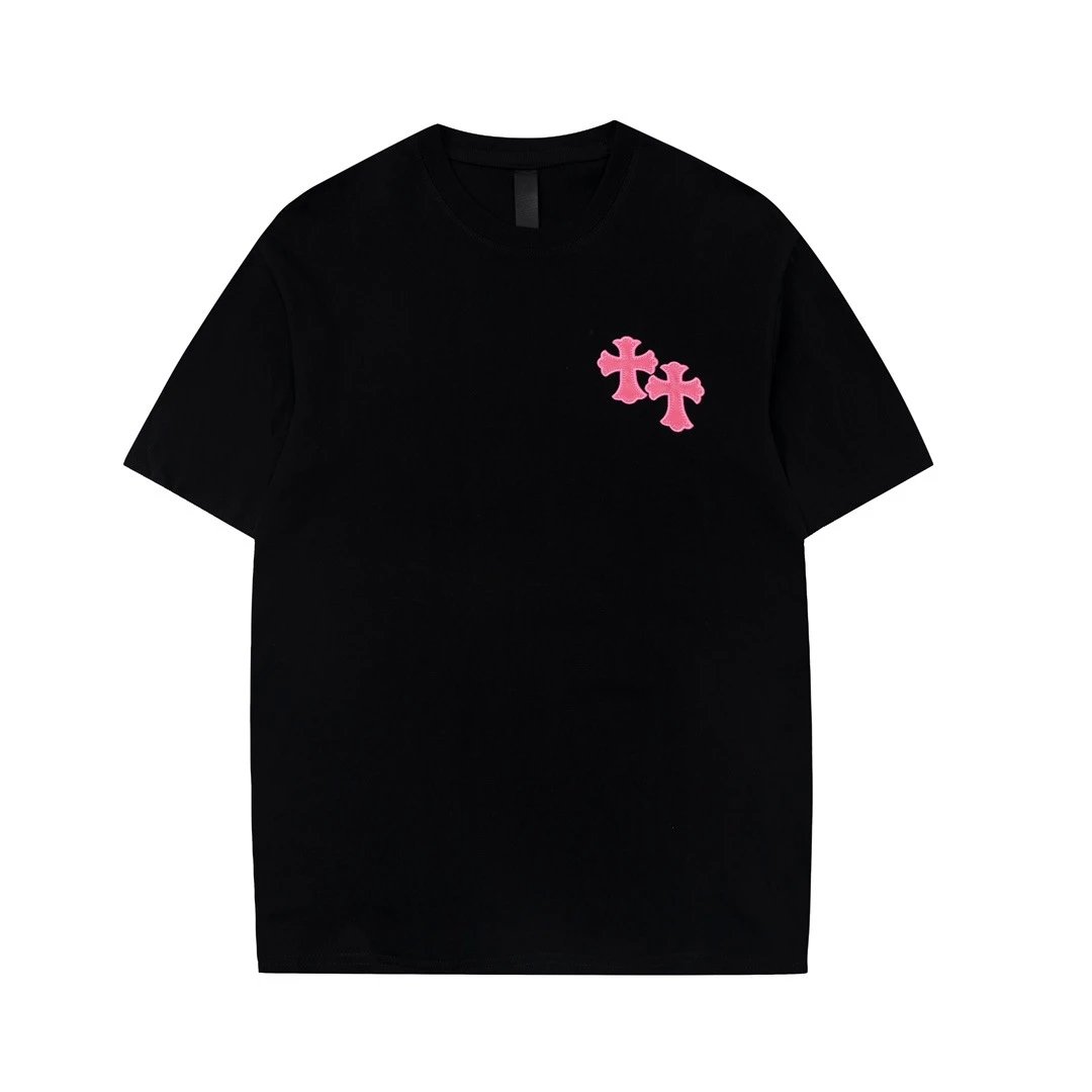 Chrome Hearts Cross Logo Pink Embroidered White T-Shirt - 9